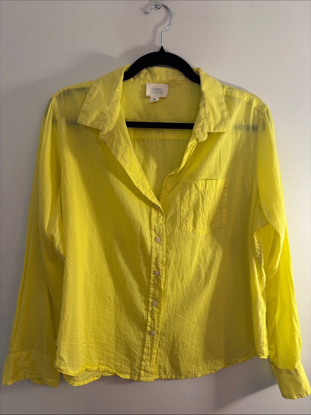 Sigrid Olsen cotton button down long sleeve blouse